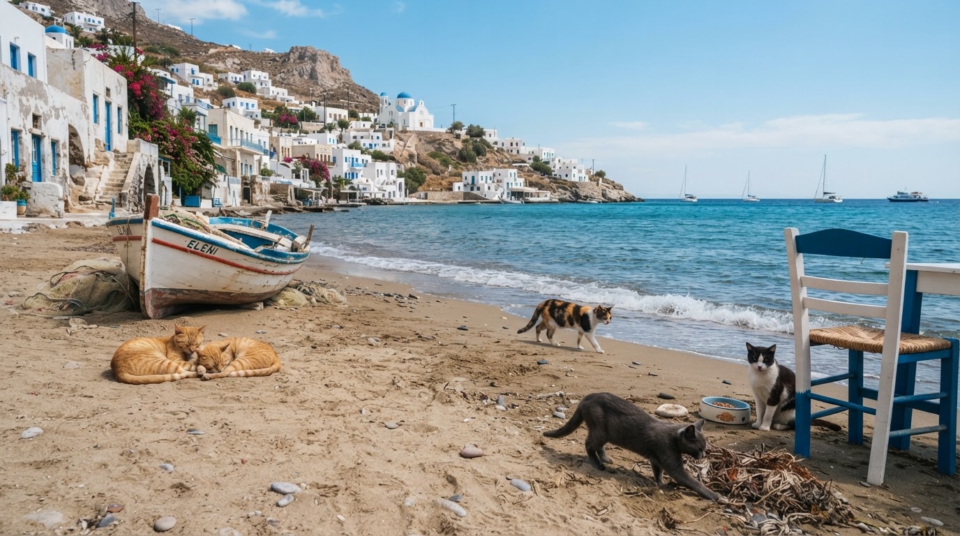 Σε νησιώτικη παραλία